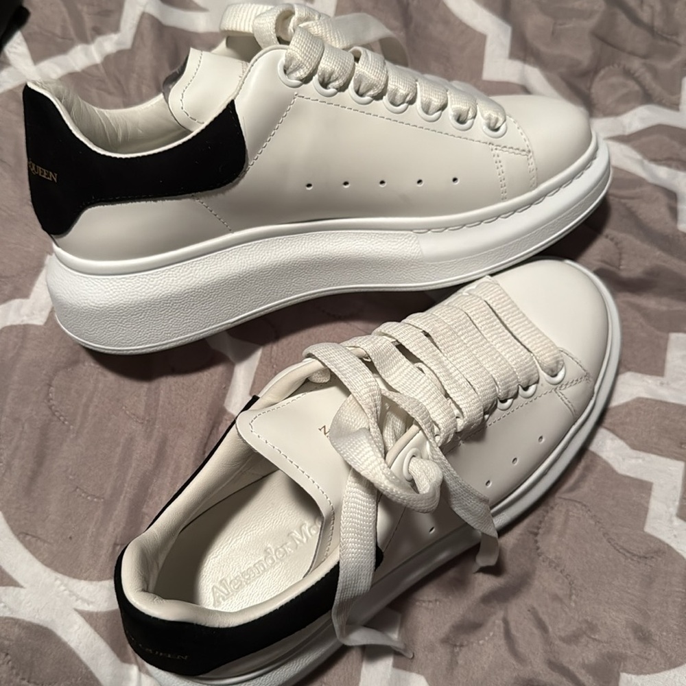 Alexander McQueen White Sneakers with Black Detail
